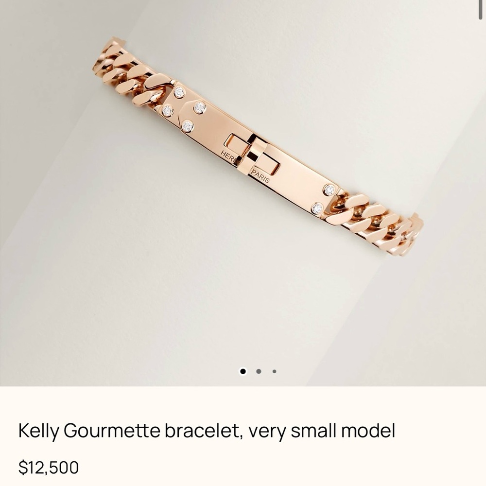 Hermes Kelly Gourmette Bracelet in Rose Gold
